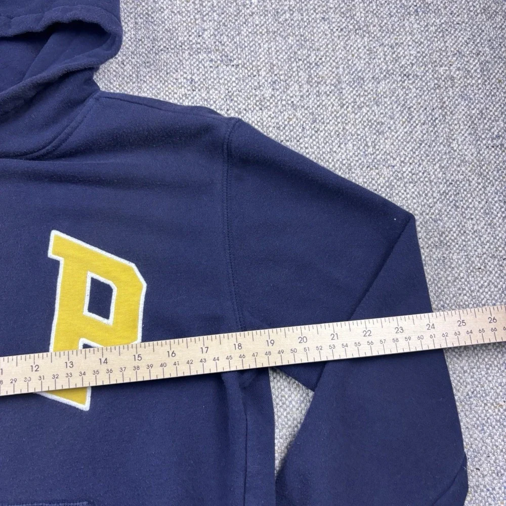 Gap Kids Fleece Hoodie Navy Blue Yellow Arch Spellout Logo Pullover Youth Sz XL